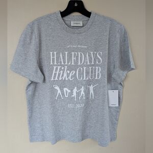 NWT! Halfdays Core T-Shirt, Hike Club T-shirt, Heather Gray (SIZE XS)